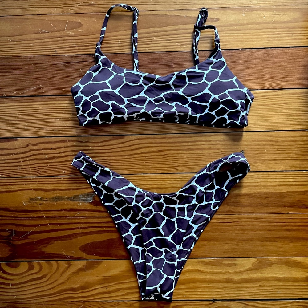 Grey Bandit Brown Giraffe Bikini